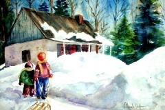 Retour de glissade - 10"x14" - VENDUE
